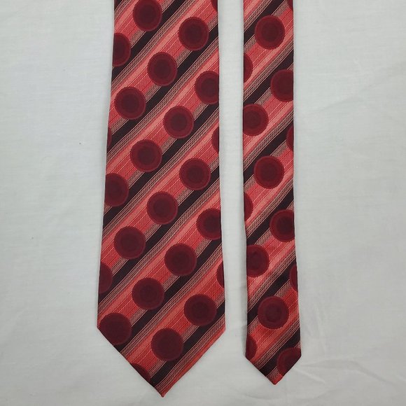 Concepts by Claiborne Silk Necktie Red Polka Dot Black Stripes Pattern Designer - Picture 4 of 8